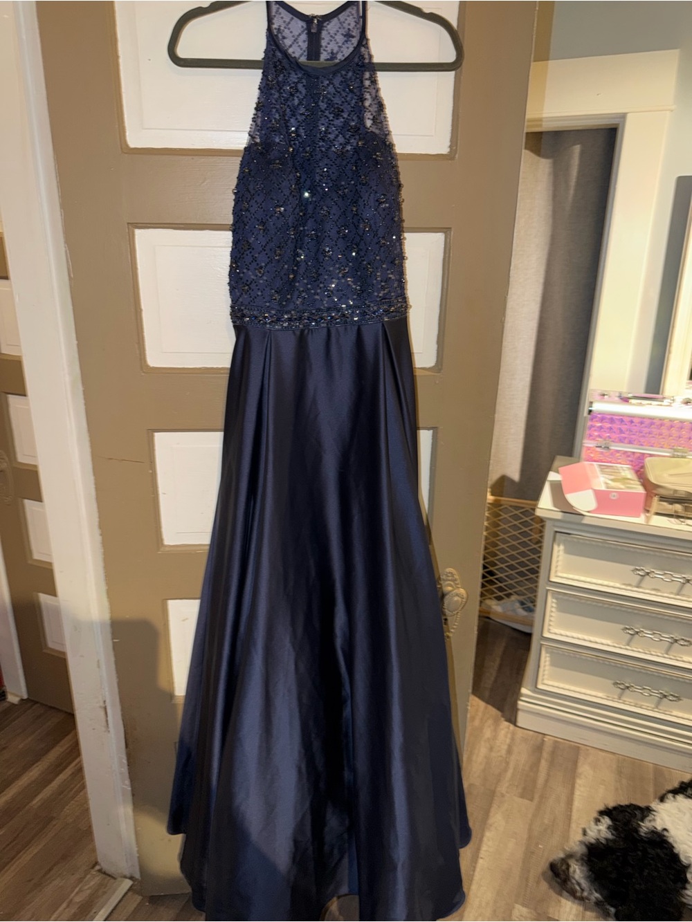 Dancing Queen Navy Sequin Halter Dress